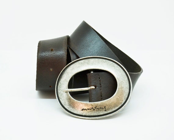 Mustang Silver Buckle Black Leather Belt FORD Mustang Studded Buckle Belt | Pacsun main image 4