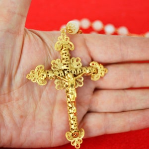catholic SILVER FILIGREE ROSARY, silver rosaries, 18 carat gold plated, filigree  antique jewelry, Spain crafts, Rosary Necklace Vintage,