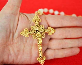 catholic SILVER FILIGREE ROSARY, silver rosaries, 18 carat gold plated, filigree  antique jewelry, Spain crafts, Rosary Necklace Vintage,