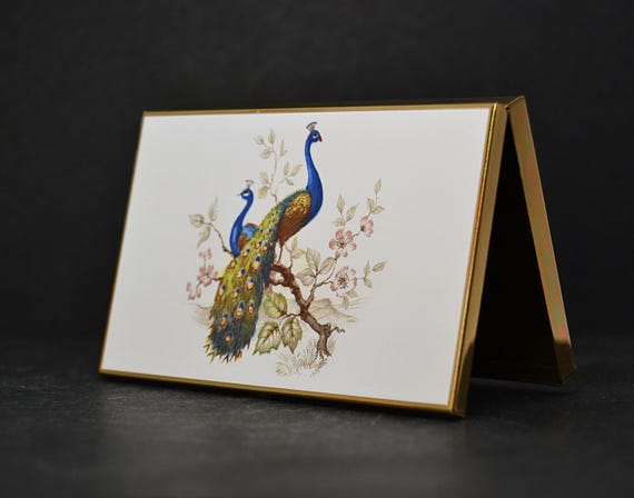 peacock cigarette case Art Nouveau Women & Wallet Business Card Holder SOLD  Vintage Flamex Japan