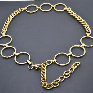 metal belt, vintage belt, gold tone belt, chain belt, party belt, metal accessory, women&#39;s gift, waist chain, gold tone chain, women&#39;s gift