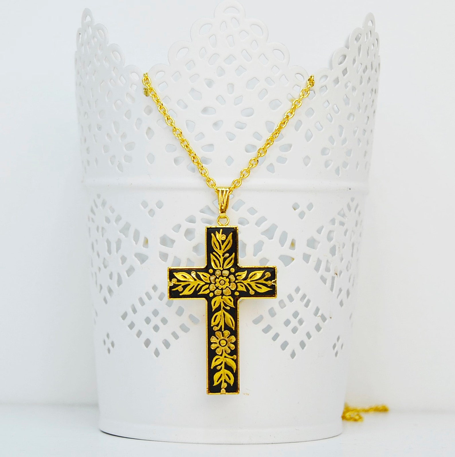 Damascene Cross 24 Karat Gold Damascene Pendants | Etsy