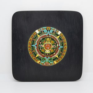 Vintage Holzteller Maya Kalender 19,5 cm