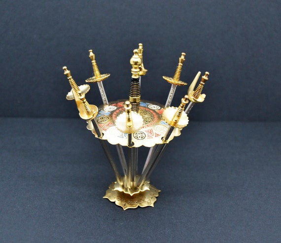 Vintage cocktail bar skewers with stand Toledo Set