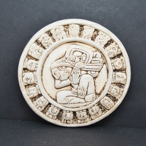12 cm Durchmesser, Maya-Kalender, Wanddekoration, weiße Tontafel, Vintage-Kalender, Reisesouvenir, Maya-Kunst, Maya-Dekoration