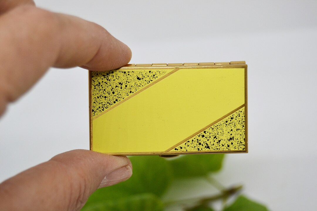 Yellow and Gold Pill Box, Vintage, Gold Pill Box, New Vintage Pill Box