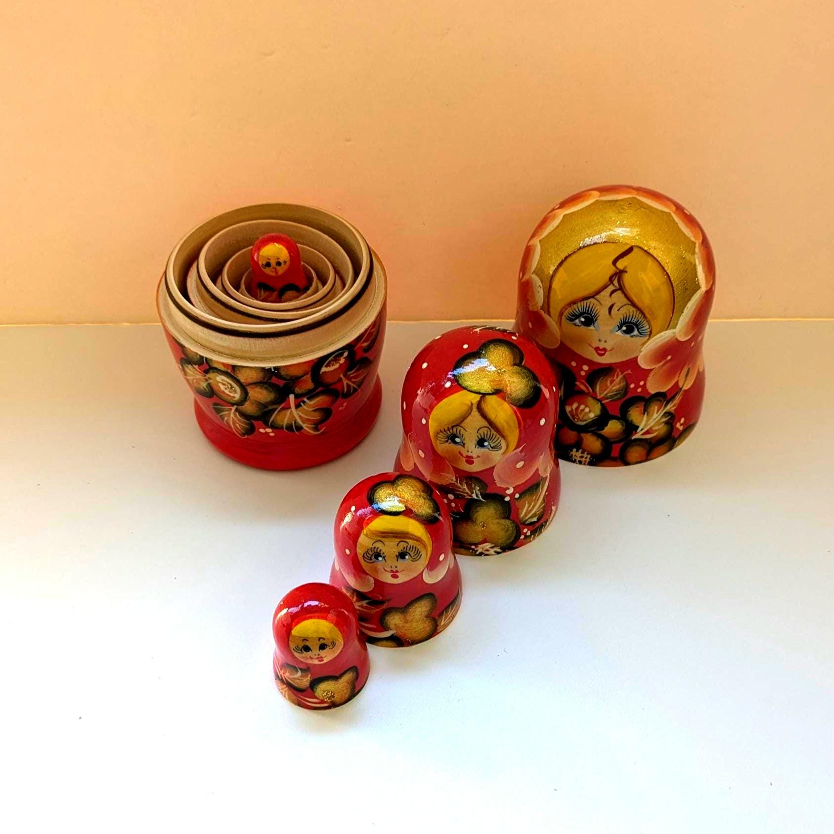 ヴィンテージ木製ロシアマトリョーシカ、ヴィンテージおもちゃ、木の