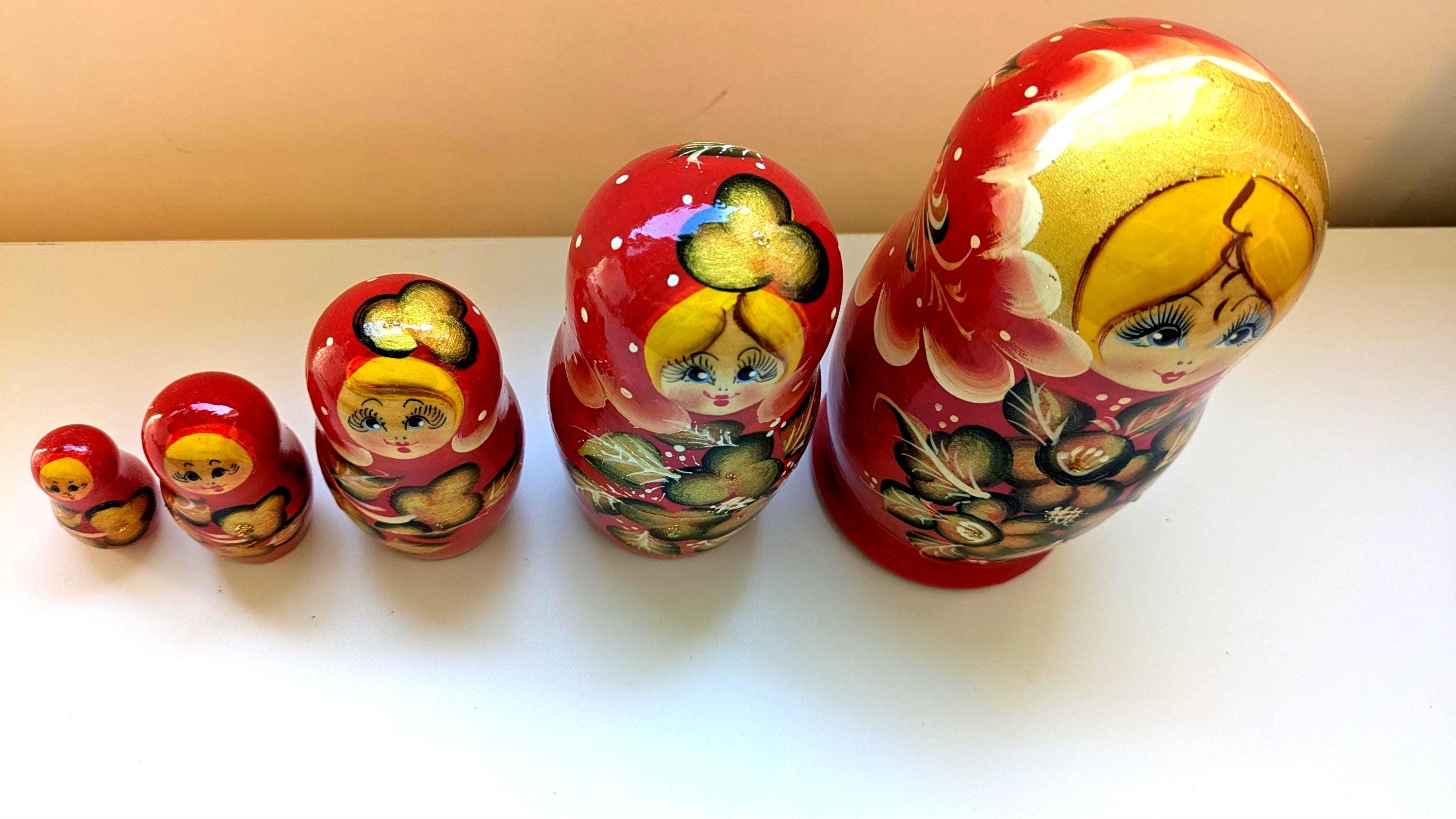 ヴィンテージ木製ロシアマトリョーシカ、ヴィンテージおもちゃ、木の