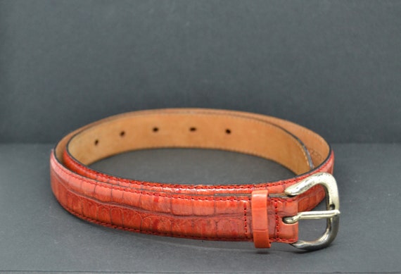 Rene Lezard Vintage, Rene Lezard Belt, Red Leather Belt  display picture 1