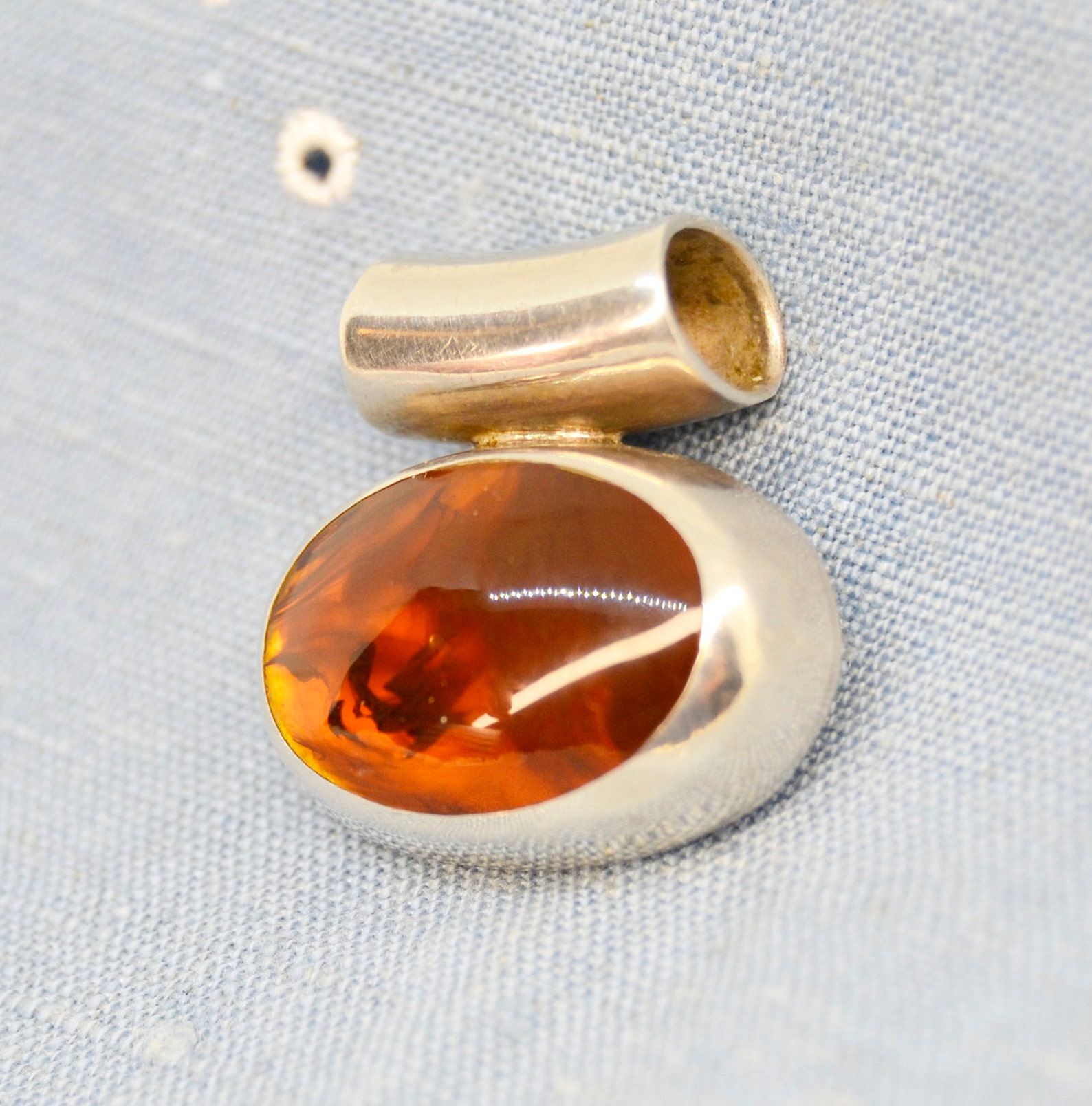 Vintage 925 Sterling Silver Mexico, Gemstone, Teardrop Pendant Necklace