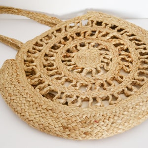 natuurlijke vezel ronde tas, ronde tas, zomer tas, Boho tas, geweven tas, schoudertas, grote tas, tas met neseser