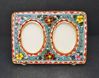 micro mosaic photo frame, Italian micro mosaic miniature photo frame, vintage photo frame, handmade, Italian craftsmanship, tabletop