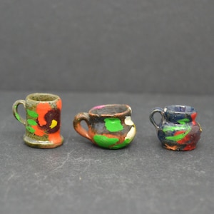 ceramic miniatures for dollhouse, glazed ceramics, handmade ceramics, miniatures, three miniatures
