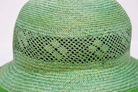 green straw hat, vintage hat, retro hat, summer h… - image 10