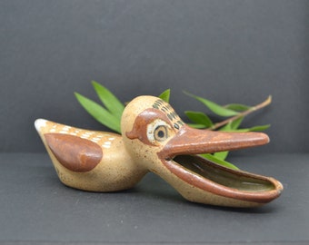 メキシコ トナラ焼 ペリカン 置物 ヴィンテージ 大型 メキシコ トナラ 陶器 ペリカン 鳥像 ハンドメイド