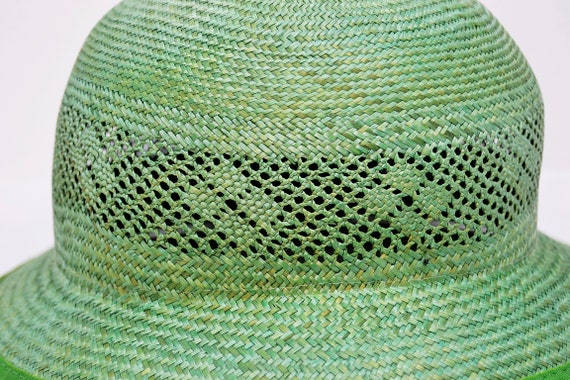 green straw hat, vintage hat, retro hat, summer h… - image 5