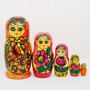 Vintage Russian Matryoshka, Made in Russia, Wooden Toy, Collectible Toy, Christmas Gift, Rustic Decoration, Vintage Matryoshka, Russia