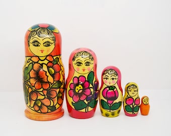 Vintage Russian Matryoshka, Made in Russia, Wooden Toy, Collectible Toy, Christmas Gift, Rustic Decoration, Vintage Matryoshka, Russia