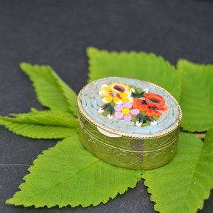 Micromosaic oval pillbox, vintage oval pillbox, micromosaic pillbox, vintage pillbox, collector's item, oval pillbox, women's gift, pillbox