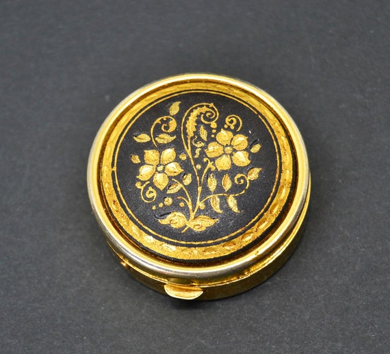 Damascene Pill Box, Vintage Damascene Pill Box, V… - image 1