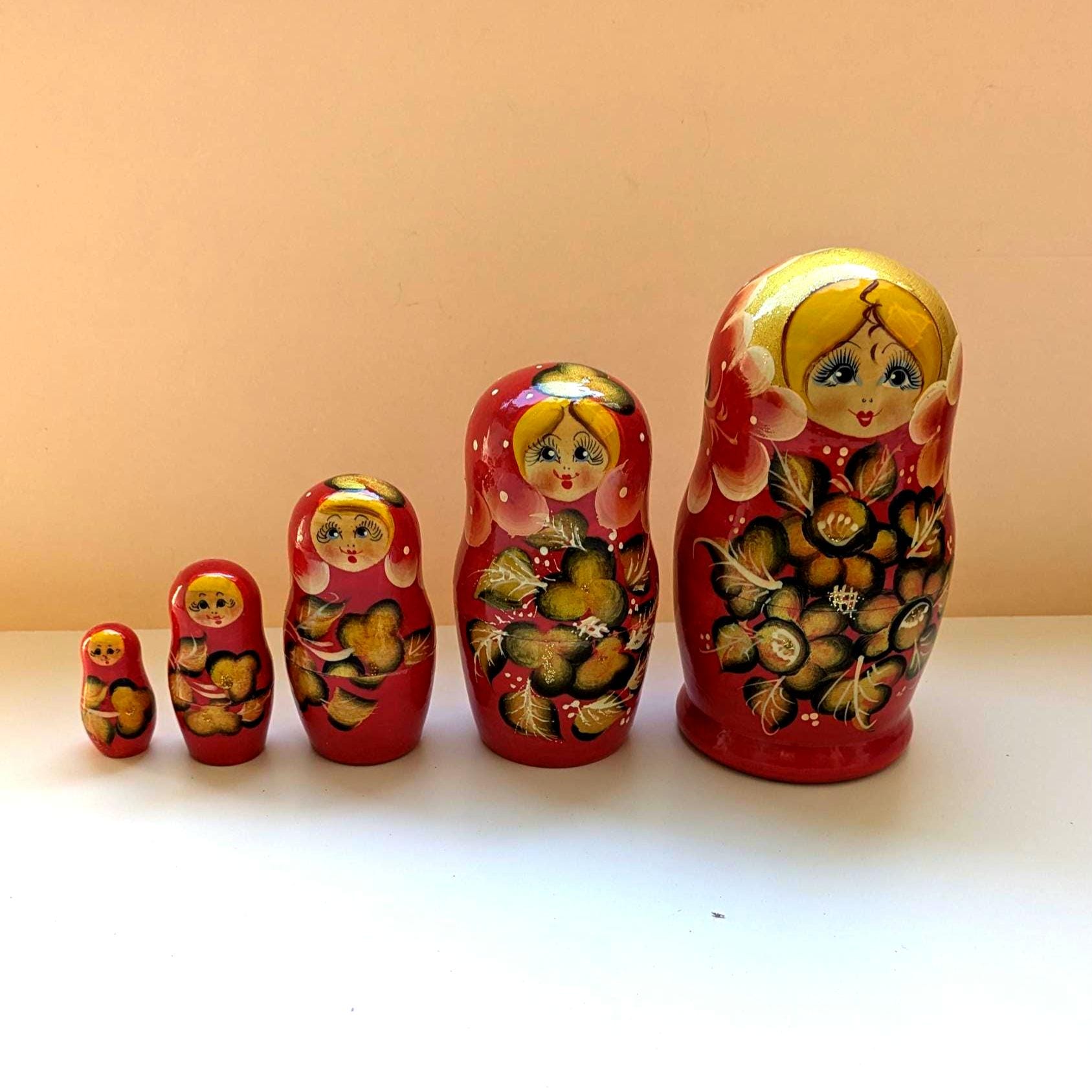 ヴィンテージ木製ロシアマトリョーシカ、ヴィンテージおもちゃ、木の