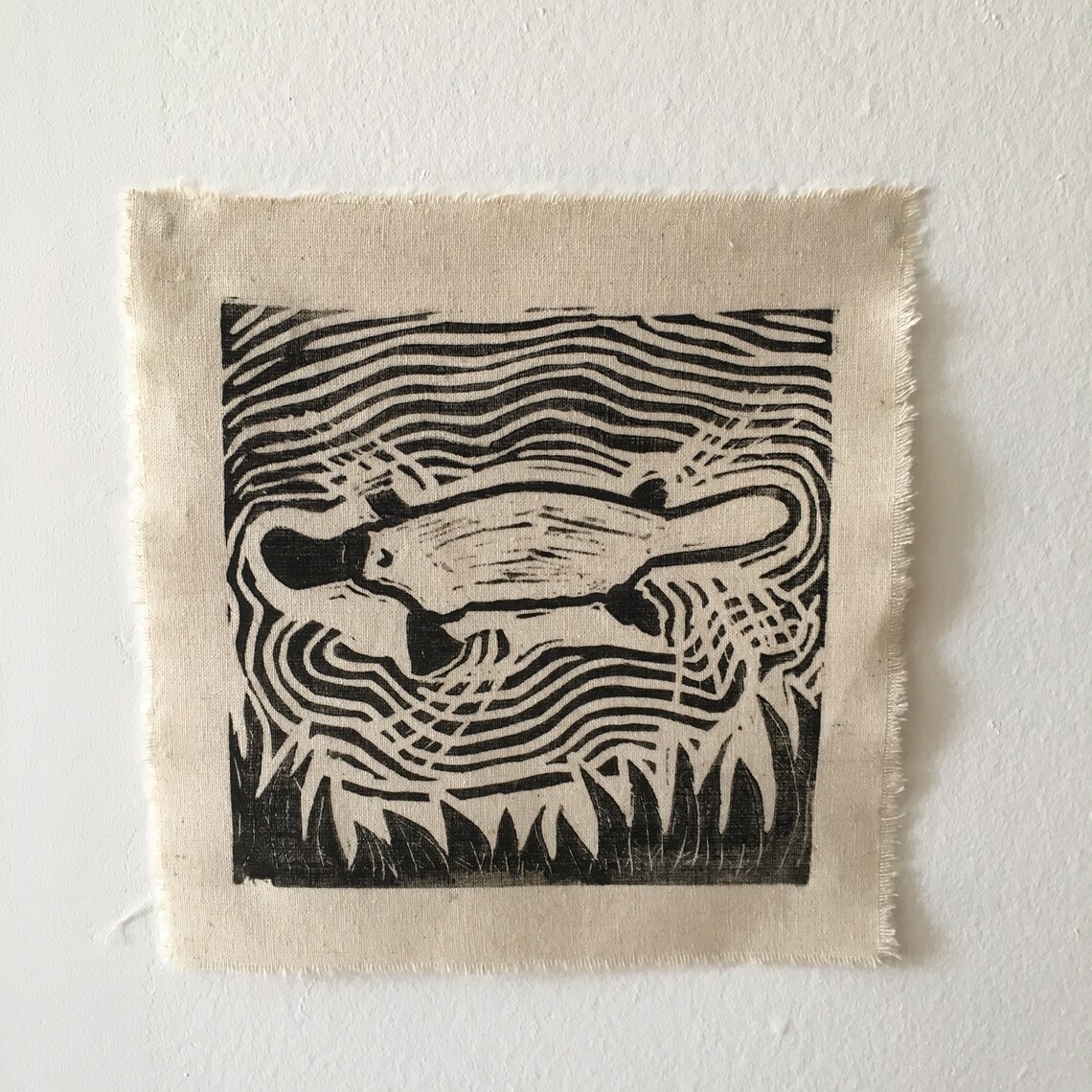 Platypus Lino Print on Fabric Etsy