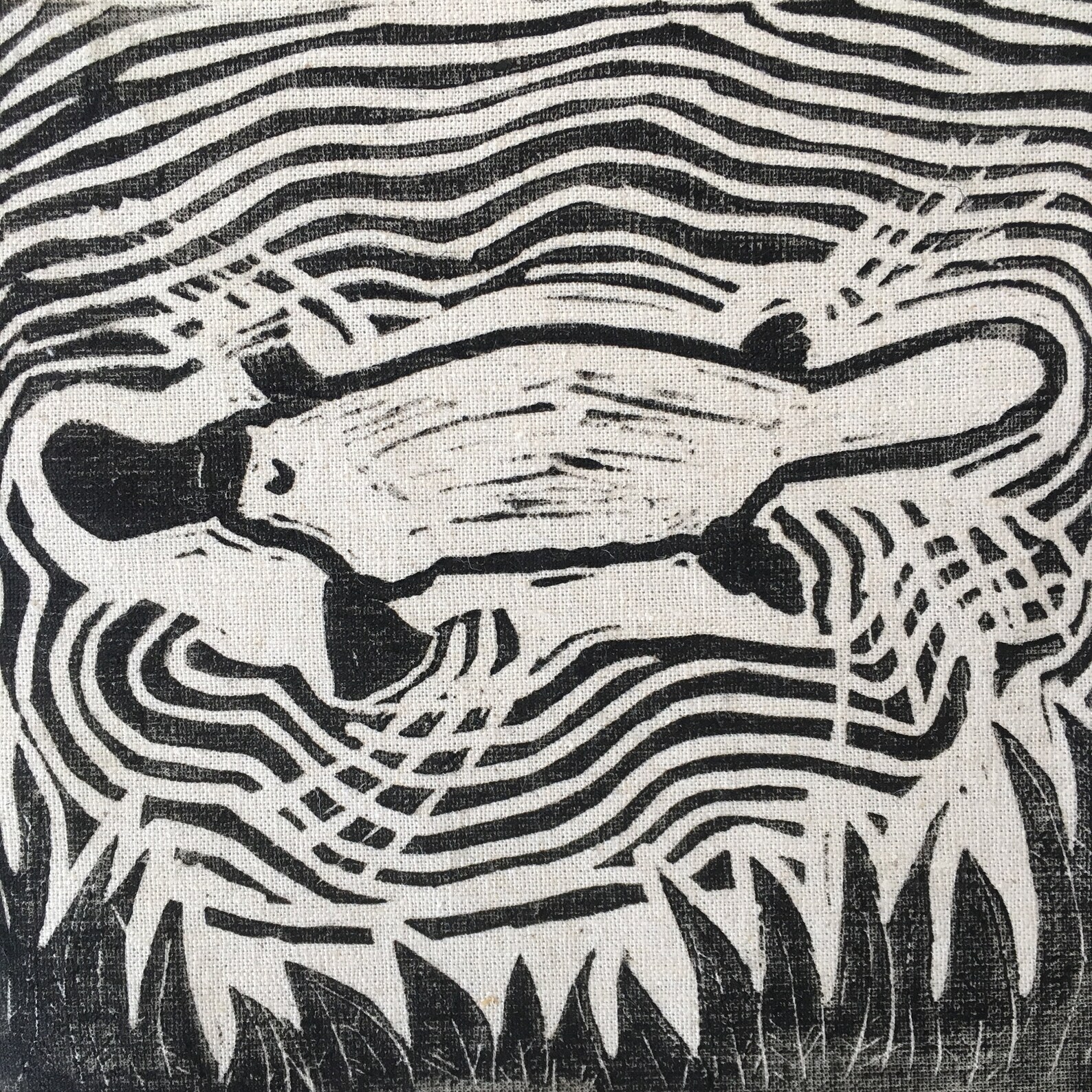 Platypus Lino Print on Fabric Etsy