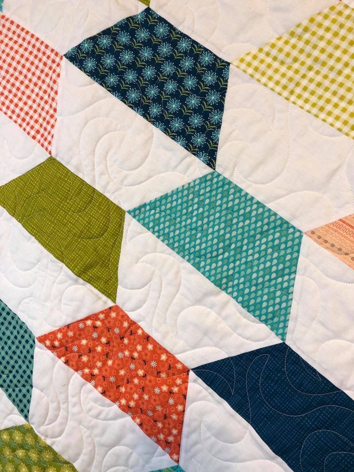 Half Hexi Quilt Hecho a mano Etsy