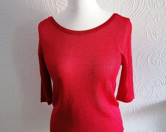 Missoni designer red lurex fine knitted top