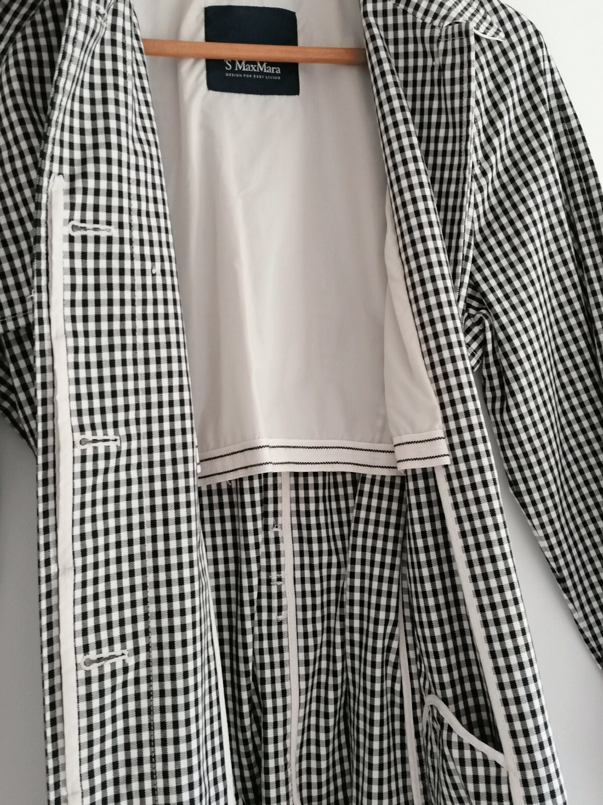 S MAX MARA Black/white Check Cotton Gabardine Raincoat. - Etsy