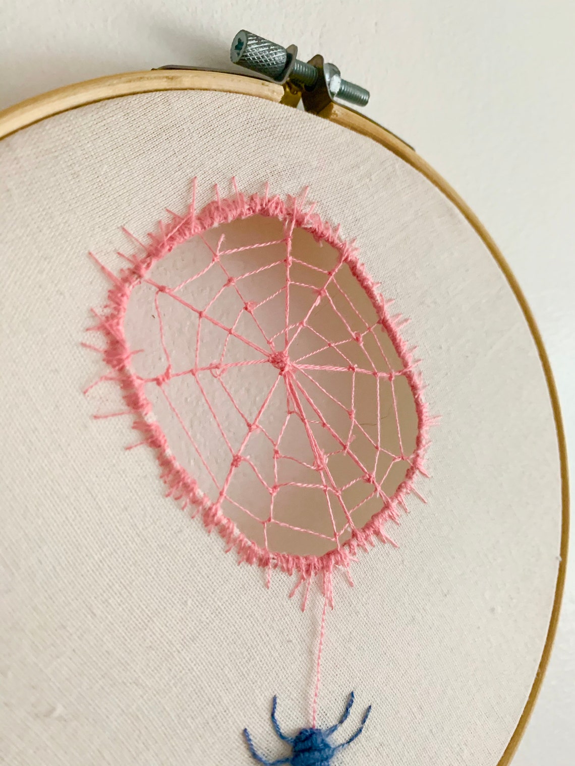 New unusual hand embroidered spider with spiderweb embroidery  etsy