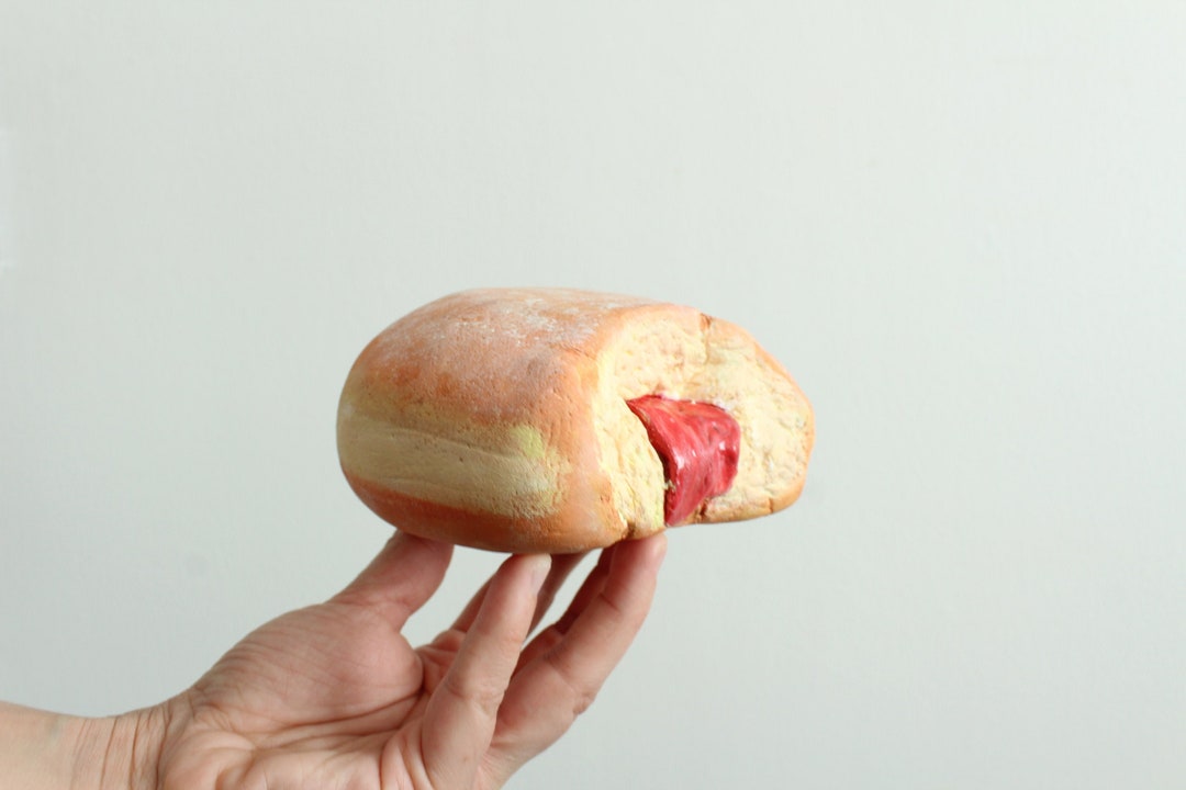 MADE TO ORDER Handmade New Giant Half Eaten Jam Donut Sculpture Fake
