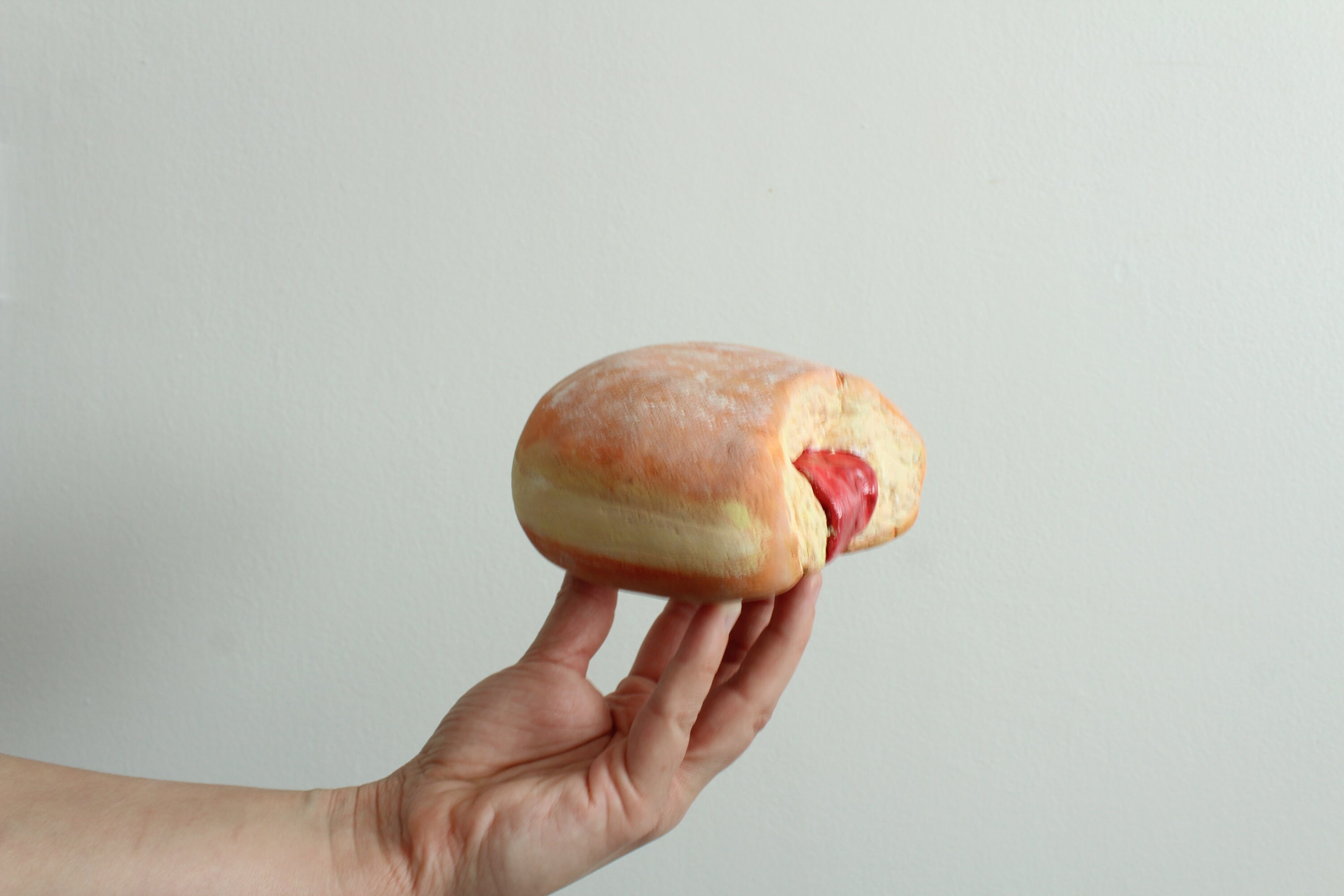 MADE TO ORDER Handmade New Giant Half Eaten Jam Donut Sculpture Fake