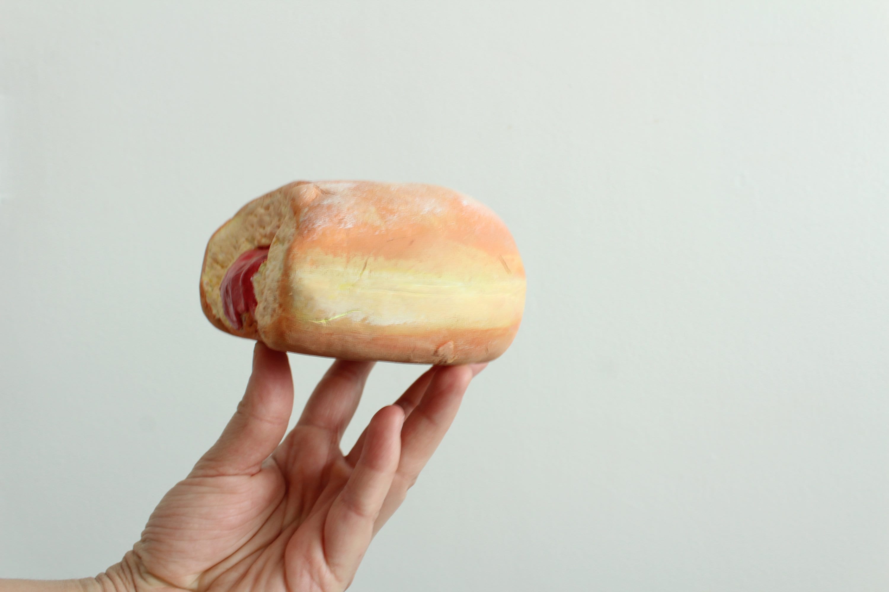 MADE TO ORDER Handmade New Giant Half Eaten Jam Donut Sculpture Fake
