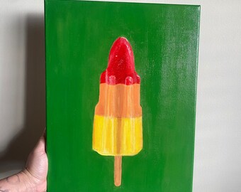 UK Original Acrylic rocket lolly ice lolly icicle kitchen retro pop art  Painting Scenery Art Mini Canvas Home Decor Art