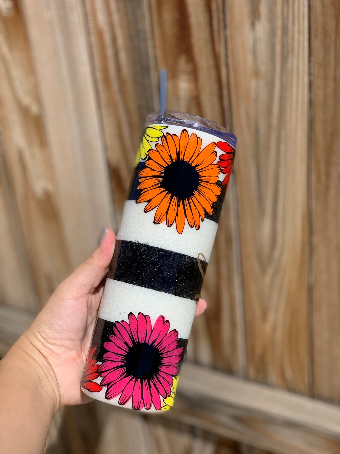 Striped Stainless Steel Tumbler Kate Spade Inspired Tumbler Etsy