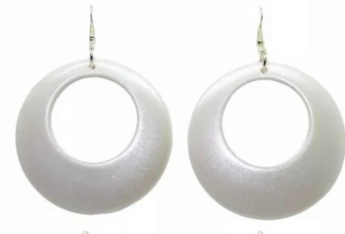 White RETRO 60s 70s Acrylic Hoop Earrings Etsy