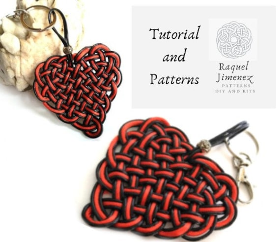 Patron y tutorial corazón de macramé, patrones diy de llaveros con trenzado  corazón, tutorial para hacer llaveros de macramé -  España