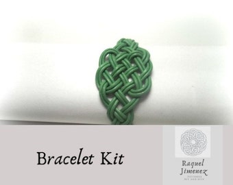 Kit con tutorial para hacer pulsera de cuero con nudo irlandés, kit materiales para  una pulsera nudo infinito, diy para pulsera de cuero