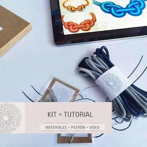 Kit matériel et tutoriel pour collier macramé nœud marin, comment faire un collier, instructions et modèle pour faire un collier, kit facile