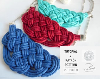 Tutorial con patrones para imprimir y hacer un collar nudos marineros de macramé, Tutorial y patrón para hace joyería de macramé