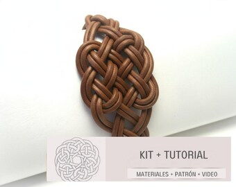 Kit craft diy leather bracelet with Irish Celtic knot, how yo  make a leather bracelet, diy kit materials for infinity bracelet, tutorial