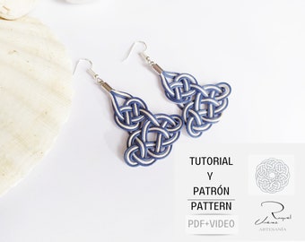 Tutorial macrame earrings, pattern and step by step tutorial on how to make sailor knot earrings, sailor jewelry pattern and tutorial