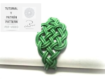 Tutorial y patrón para hacer pulsera de nudos de macramé. Patrón para hacer pulsera de nudos. Tutorial paso a paso para hacer brazalete