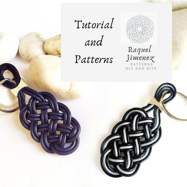 Tutorial and pattern to make knot keychains, diy macramé tutorial to make sailor knot keychain, macrame celtic knot keychain pattern.