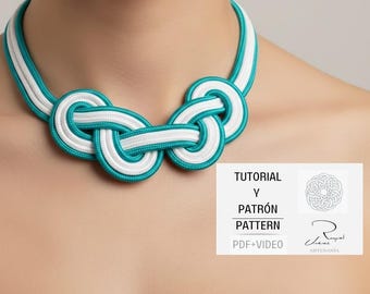 Step-by-step tutorial for a macramé necklace, pattern and instructions for a knotted macramé necklace ,necklace tutorial  with sailor knots.