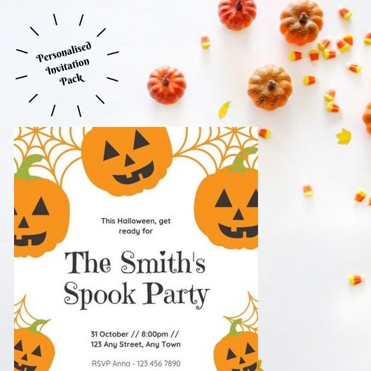 Halloween Party Invitation Pumpkin & Spiders Personalised - Etsy