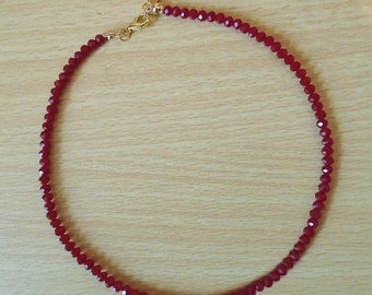 Choker Beads Red Claret Crystal String Necklace Unisex Simple Necklace Fashion Elegant Halloween Party UK