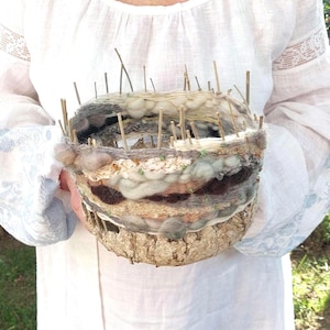 Vaso unico in carta riciclata e lana di dimensioni XL, regalo sostenibile