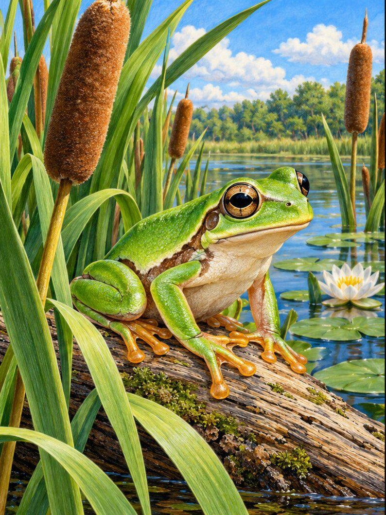 Color A Frog Frogs and Ponds Color by Number Book: 25 Printable Scenes, 64-color ...